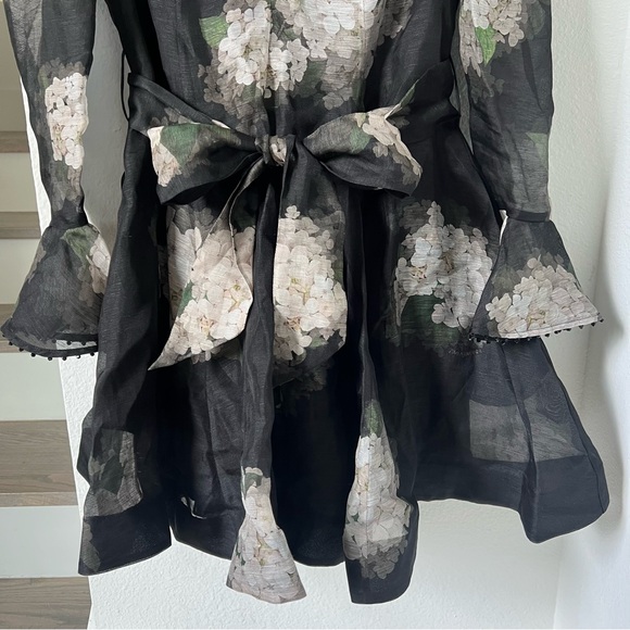 New Zimmermann Balance Long Sleeve Mini Dress in Black - Picture 8 of 15